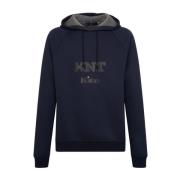 Blauwe viscose hoodie Kiton , Blue , Heren