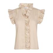 Sueda Frill Top Co'Couture , Beige , Dames