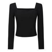 Square Neck Sweater Federica Tosi , Black , Dames