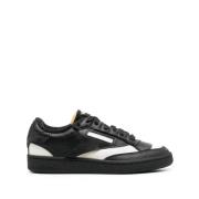 Zwarte Leren Lage Sneakers Maison Margiela , Black , Dames