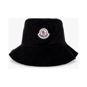 Omkeerbare Zwarte Corduroy Bucket Hoed Moncler , Black , Heren