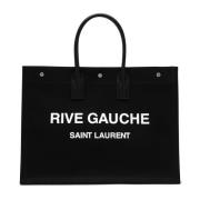 Rive Gauche Leren Tote Tas Saint Laurent , Black , Dames