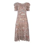 Levendige Multicolor Chiffon Midi Jurk Ulla Johnson , Beige , Dames