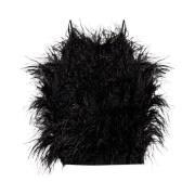 Joey top with ostrich feathers Cult Gaia , Black , Dames