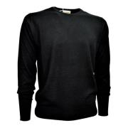 Mannen Creweck Sweater Wol en zijde Cashmere Company , Black , Heren