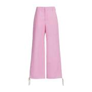 Wijde broek met geborduurd logo Marni , Pink , Dames