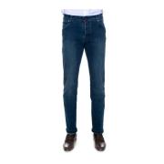Slim-Fit Stone Washed Denim Jeans Kiton , Blue , Heren