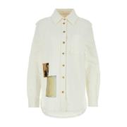 Witte stretch denim overhemd - Stijlvol en comfortabel Lanvin , White ...