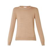 Ronde Hals Pullover met Lurex®-inzetten Liu Jo , Beige , Dames