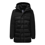 Bimateriaal Parka met Dubbele Capuchon en Donsvulling BomBoogie , Blac...