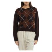 Diamond Intarsia Sweater Semicouture , Brown , Dames