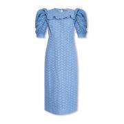 Kristy jurk met pofmouwen Custommade , Blue , Dames