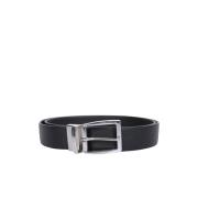 Zwarte Leren Riem met Geperforeerde Textuur Canali , Black , Heren