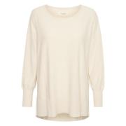 Gezellige en Elegante Ronde Hals Gebreide Kleding Part Two , Beige , D...