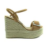 Beige Sandalen met Hoge Kwaliteit Sleehak Sergio Rossi , Beige , Dames