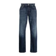 Blauwe Stonewashed Straight-Leg Jeans Department Five , Blue , Heren