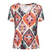 Ikat V-Neck Jersey Top &Co Woman , Multicolor , Dames