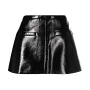 Zwarte Heritage A-lijn Vinyl Minirok Courrèges , Black , Dames