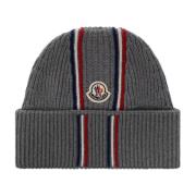 Beanie met logo patch Moncler , Gray , Heren