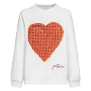 Loopback Sweatshirt met Wordsearch Heart Print Marni , White , Dames