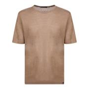 Beige Linnen T-Shirt voor Heren Lardini , Beige , Heren