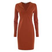 Elegante Korte Viscose Jurk Kocca , Orange , Dames