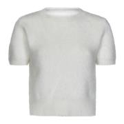 Witte Ribgebreide Crewneck Sweater Maison Margiela , White , Dames