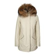 Beige Arctic Parka met Afneembare Bontkraag Woolrich , Beige , Dames