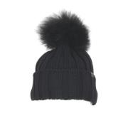 Wollen Ribgebreide Wintermuts met Cashmere Pom Pom Woolrich , Black , ...