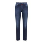 Blauwe ultra-slim katoenen jeans Kiton , Blue , Heren