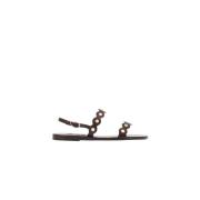 Bruine Leren Spiegelsandalen Ancient Greek Sandals , Brown , Dames