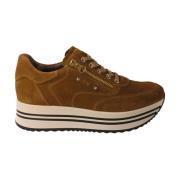 Dames Sneakers Camel Suede Nerogiardini , Brown , Dames