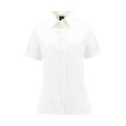 Katoenen Logo Blouse, Geperforeerde Neuskap Aspesi , White , Dames