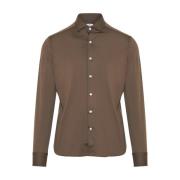 Italiaans Katoenen Shirt Sonrisa , Brown , Heren