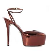 Bronze High Heel Sandals Alevi Milano , Brown , Dames