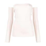 Stijlvolle Off Shoulder Top MM6 Maison Margiela , White , Dames