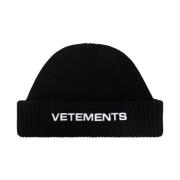 Beanie met logo Vetements , Black , Unisex