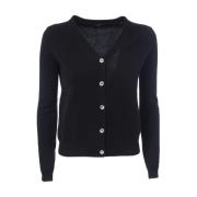 Kasjmier V-Hals Cardigan voor Dames Aspesi , Black , Dames