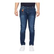 Slim-Fit Chino-Style Jeans met Stijlvolle Applicatie YES ZEE , Blue , ...