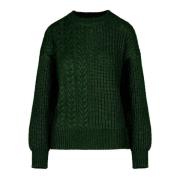 Cable Gebreide Crew-Neck Sweater BomBoogie , Green , Dames
