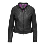 Tijdloze Leren Jas BomBoogie , Black , Dames