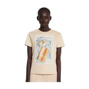 Geparfumeerd Patch T-shirt Lanvin , Beige , Dames