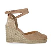 Rose Gouden Canvas Sleehak Espadrille Castañer , Pink , Dames