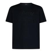 Zwart Katoenen T-Shirt met Geborduurd Logo Brioni , Black , Heren