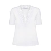 T -shirt met macramé -borduurwerk Ermanno Scervino , White , Dames