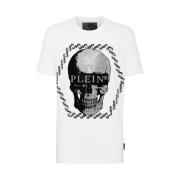 Zwart T-shirt met kristallen schedel Philipp Plein , White , Heren