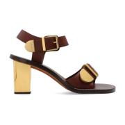 Leren sandalen met hak Chloé , Brown , Dames