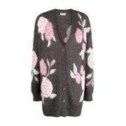 Grijze Mel/Roze Rozen Sweater Blugirl , Gray , Dames