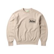 Logo Sweater met kruisgraan Aries , Beige , Heren