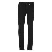 Zwarte Slim-Fit Jeans met Metalen Monogram Dondup , Black , Heren